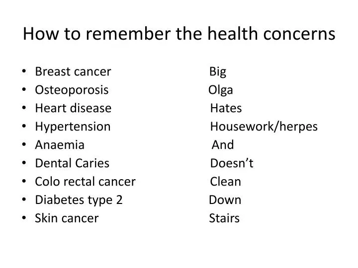 how to remember the health concerns