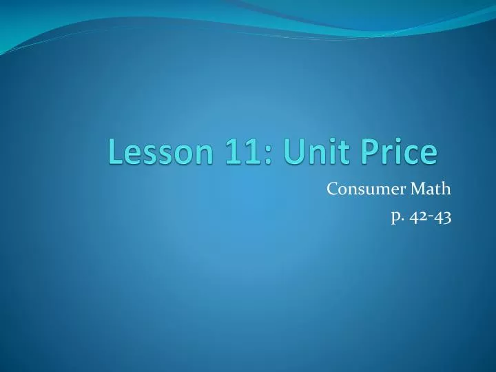 lesson 11 unit price