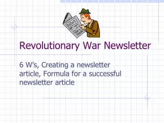 Revolutionary War Newsletter