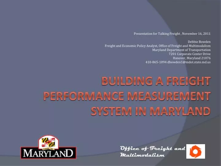 building a freight performance measurement system in maryland