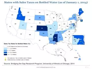 States with Sales Taxes on Bottled Water (as of January 1, 2014)