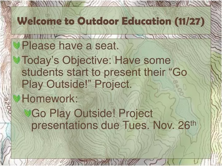 welcome to outdoor education 11 27