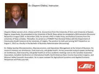 Dr. Olayemi Olabiyi, Instructor