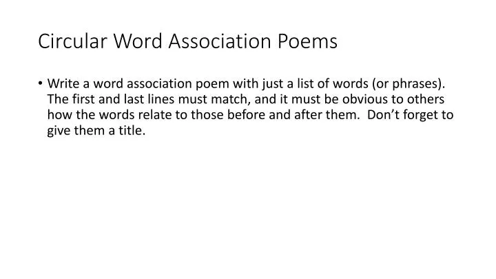 circular word association poems