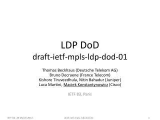 LDP DoD draft -ietf-mpls- ldp-dod- 01