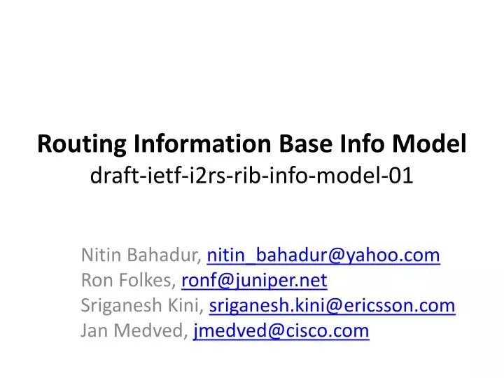 routing information base info model draft ietf i2rs rib info model 01