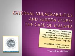 External Vulnerabilities and Sudden Stops: The Case of Iceland