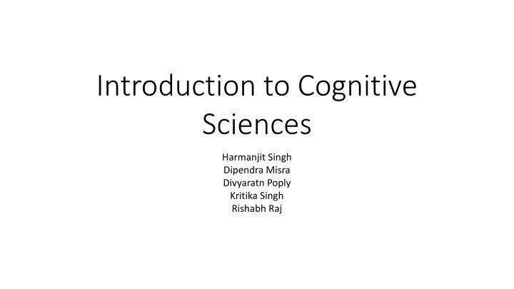 introduction to cognitive sciences