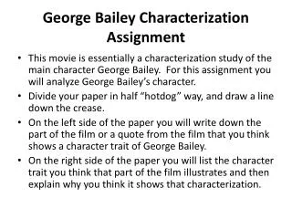 George Bailey Characterization Assignment