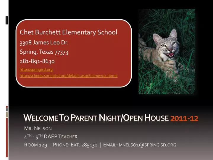 welcome to parent night open house 2011 12