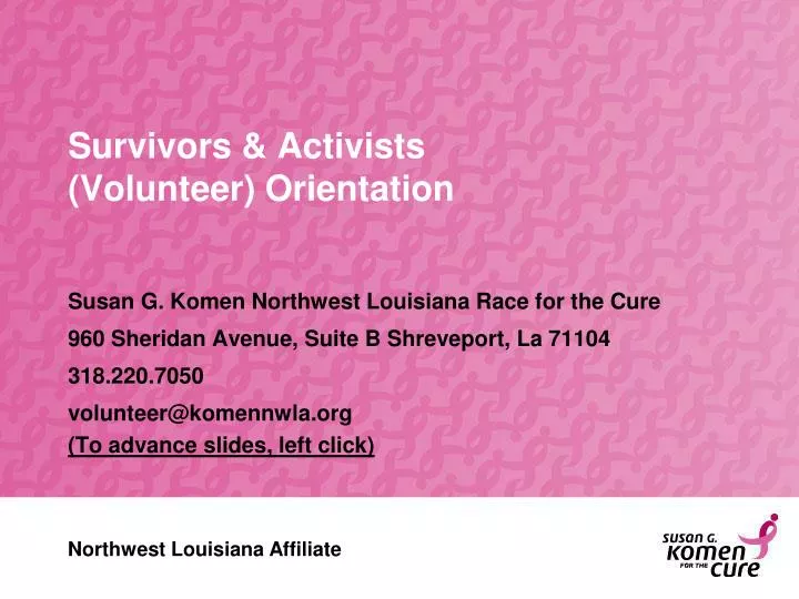 survivors activists volunteer orientation