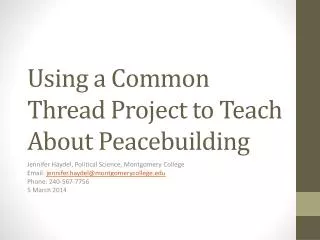 Using a Common Thread Project to Teach About Peacebuilding