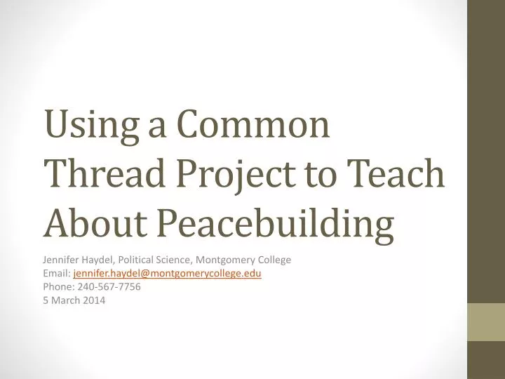 using a common thread project to teach about peacebuilding