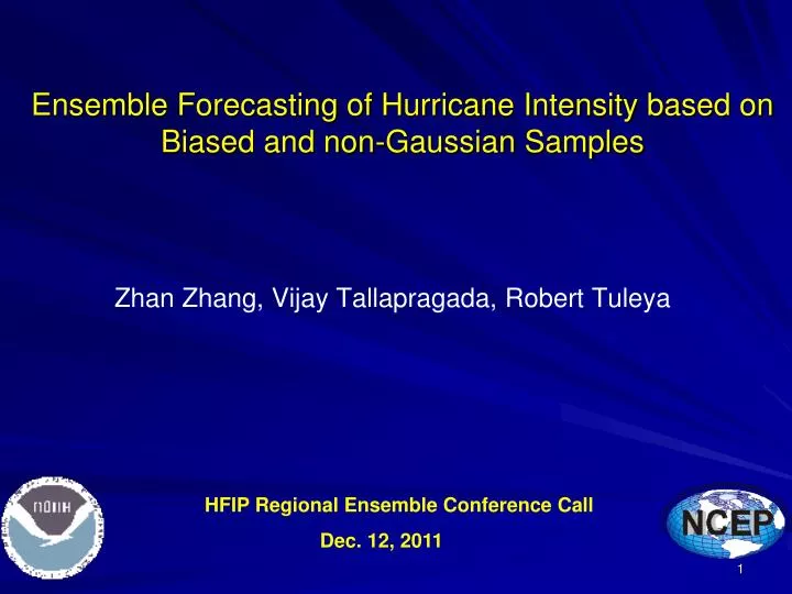 ensemble forecasting of hurricane intensity based on biased and non gaussian samples