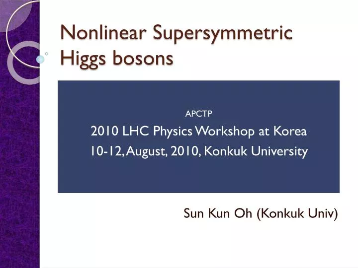 nonlinear supersymmetric higgs bosons