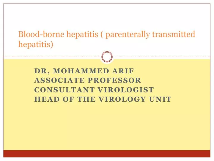 blood borne hepatitis parenterally transmitted hepatitis