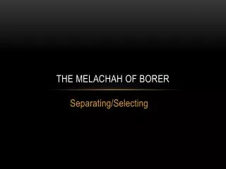 The Melachah of Borer