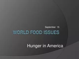 World Food issues