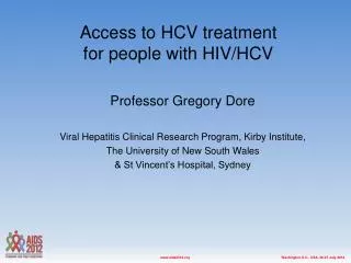 Access to HCV treatment for people with HIV/HCV