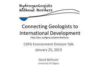 Connecting Geologists to International Development