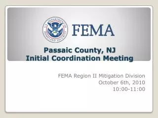 Passaic County, NJ Initial Coordination Meeting