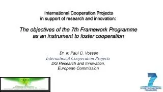 International Cooperation Projects in support of research and innovation: