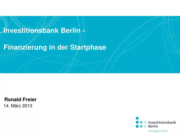 investitionsbank berlin finanzierung in der startphase