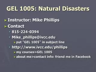GEL 1005: Natural Disasters