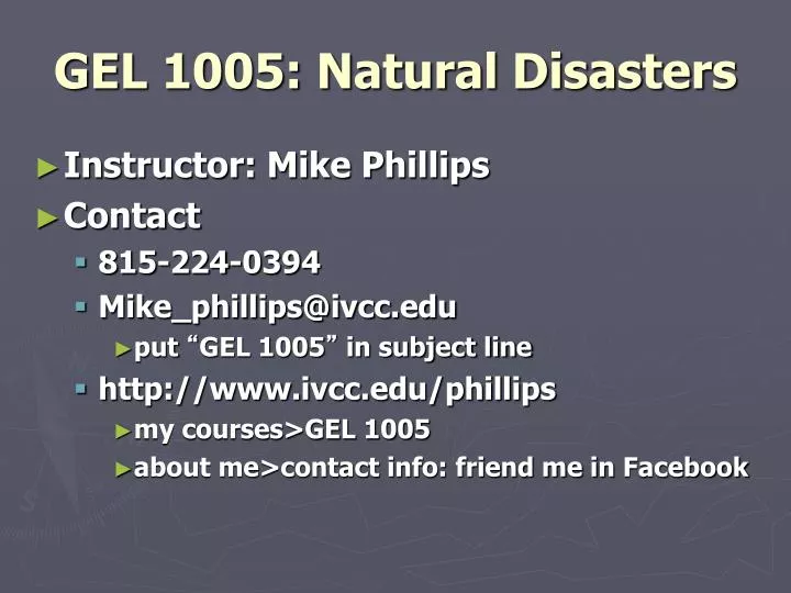 gel 1005 natural disasters