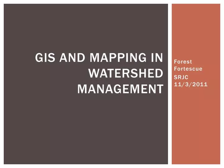gis and mapping in watershed management