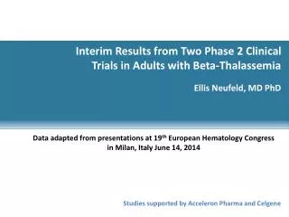 Interim Results from Two Phase 2 Clinical Trials in Adults with Beta-Thalassemia