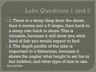 Lake Questions 1 and 2