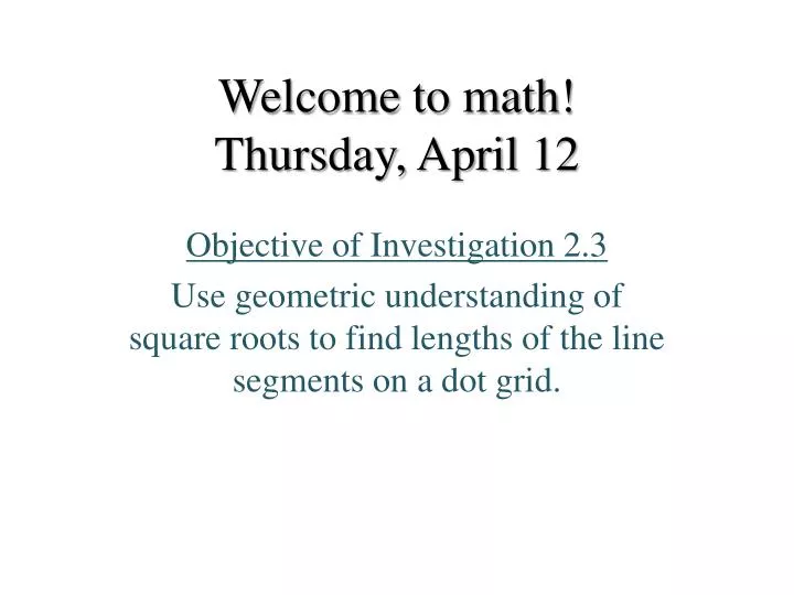 welcome to math thursday april 12