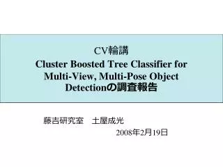 cv cluster boosted tree classifier for multi view multi pose object detection