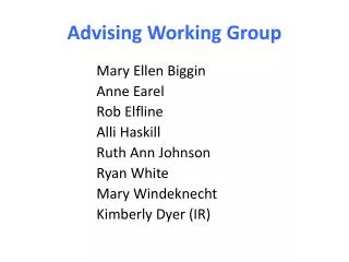 Advising Working Group