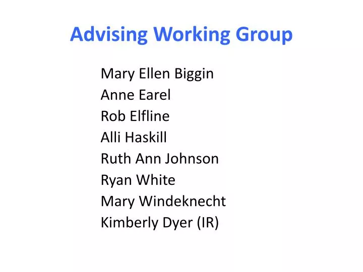 advising working group