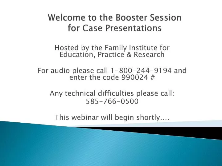 welcome to the booster session for case presentations