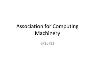 Association for Computing Machinery