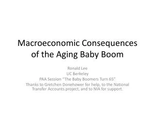 Macroeconomic Consequences of the Aging Baby Boom