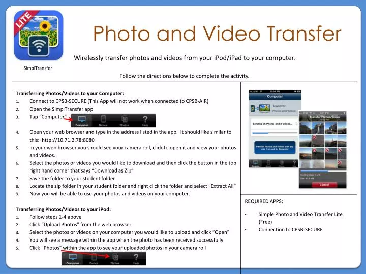 photo and video transfer