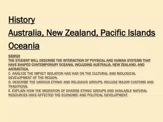 History Australia, New Zealand, Pacific Islands Oceania