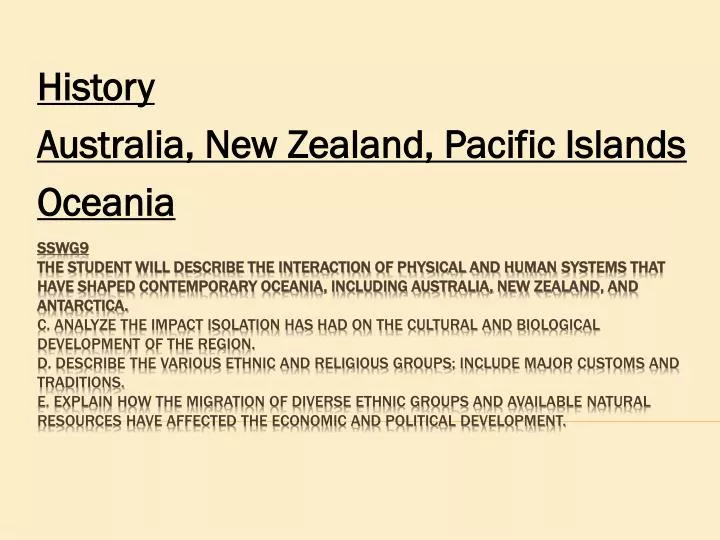 history australia new zealand pacific islands oceania