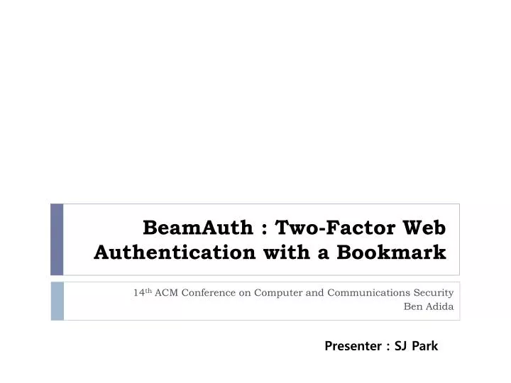 beamauth two factor web authentication with a bookmark