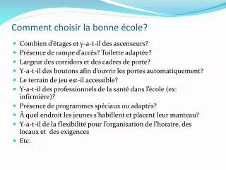 Comment choisir la bonne école?