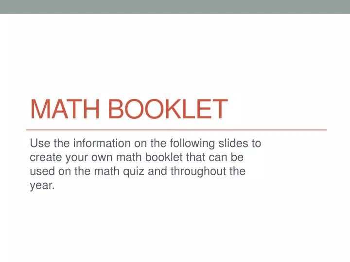 math booklet