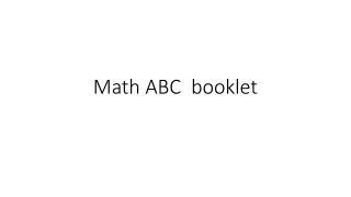 Math ABC booklet