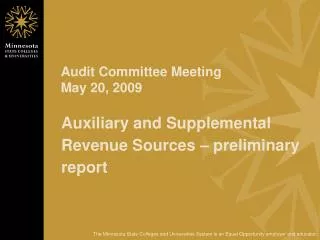 Audit Committee Meeting May 20, 2009