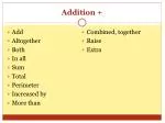 Addition + - slide 1