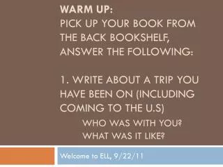 welcome to ell 9 22 11