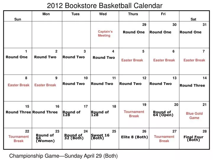 2012 bookstore basketball calendar
